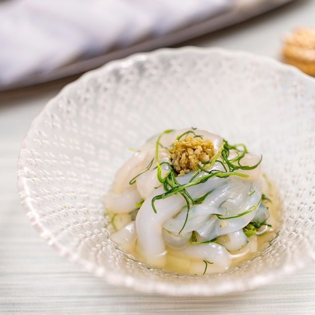 イカの刺身風とおかひじきの柚子胡椒和え